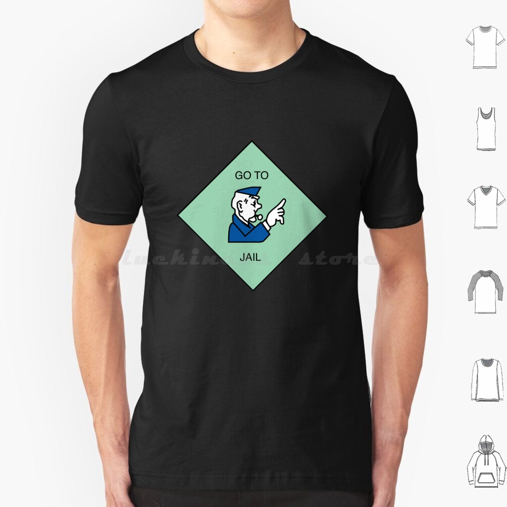 Board Game Print - Camiseta Go To Jail de Algodão